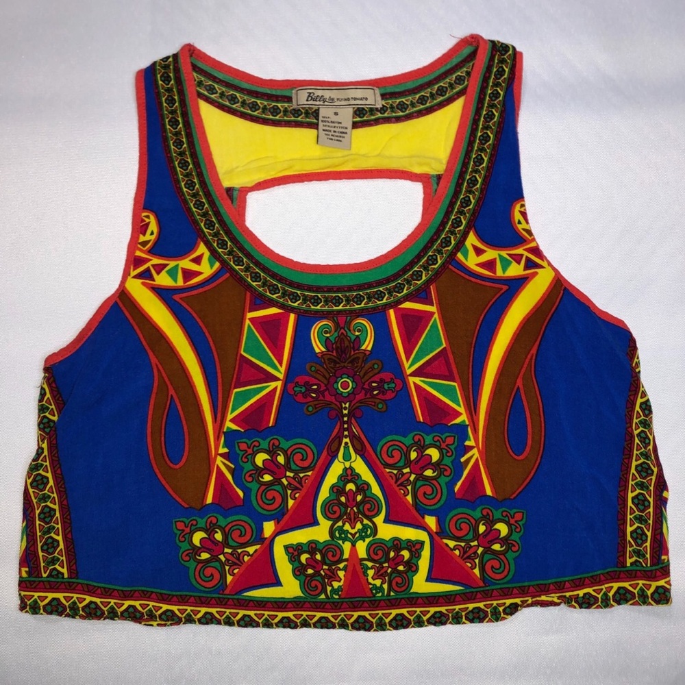 Multicolor Crop Top with Back Cutout